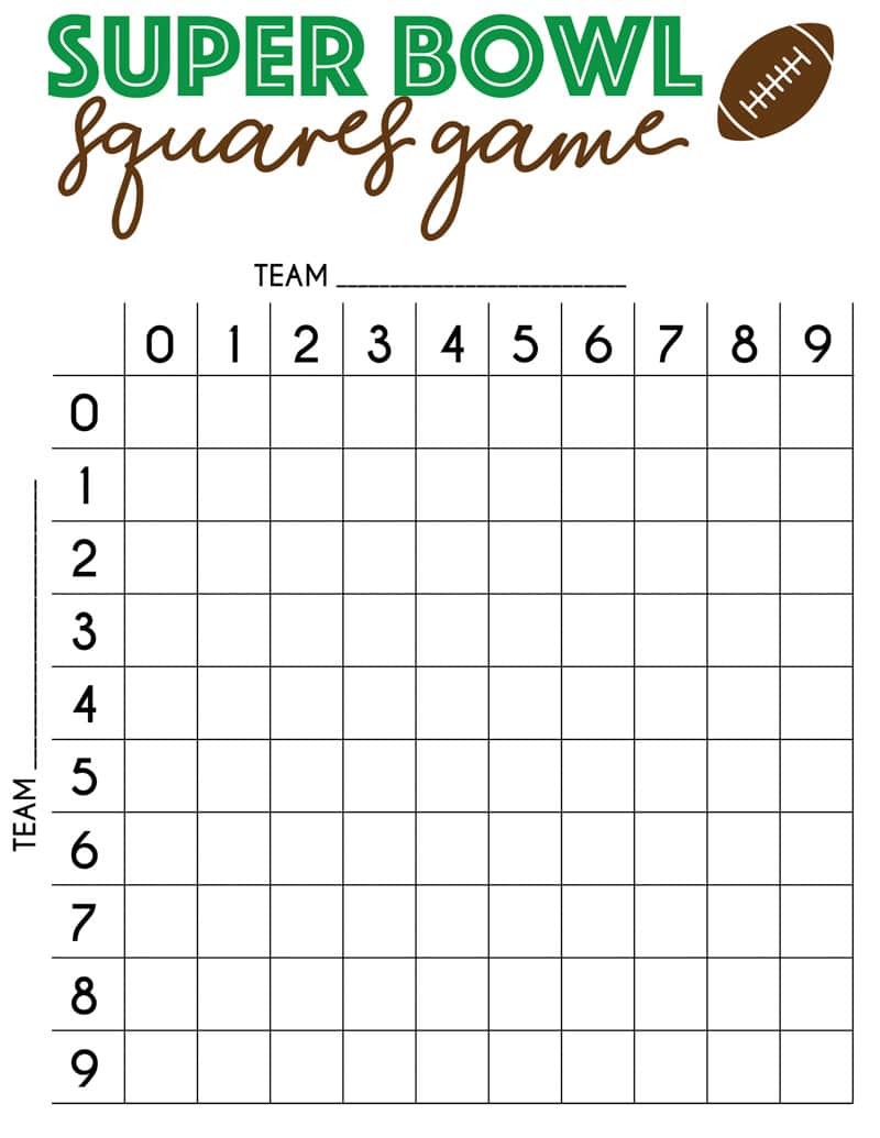 free printable super bowl squares template - play party plan
